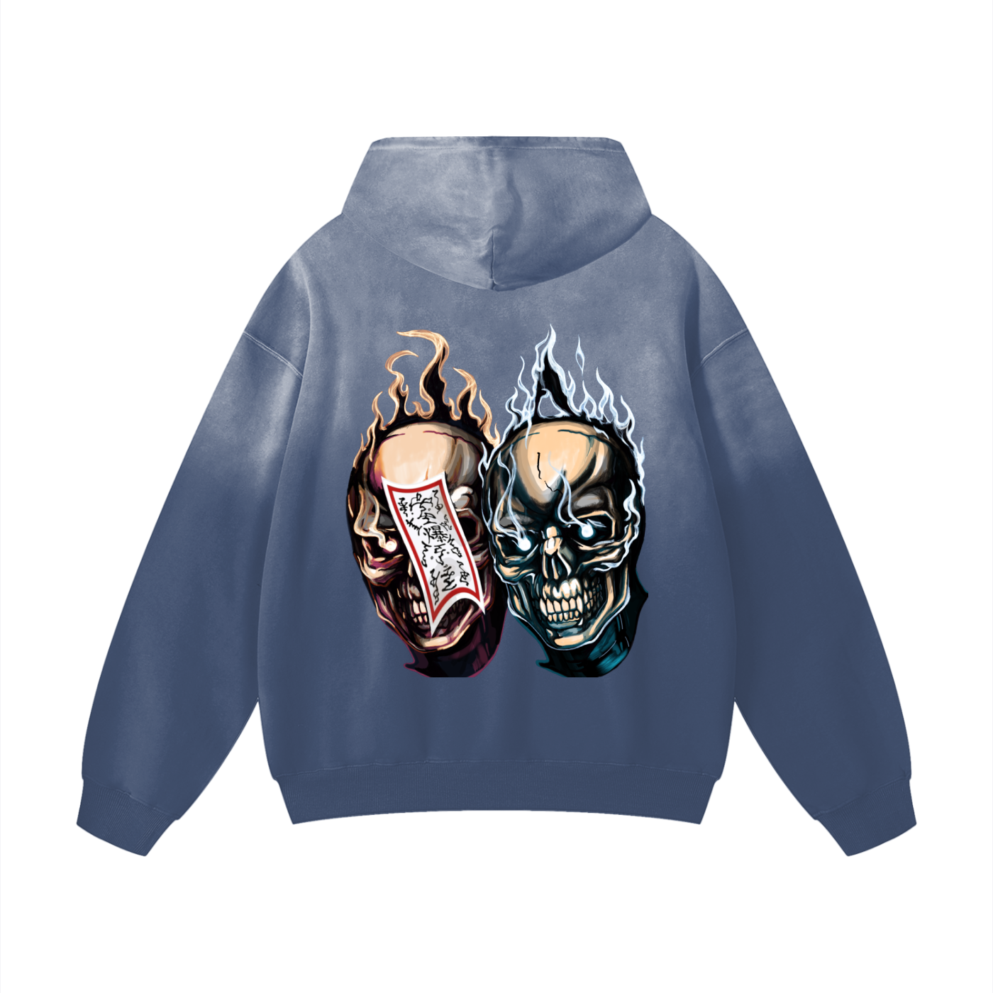 Chakra Network Twin Skull  Sunfaded Oversized Hoodie